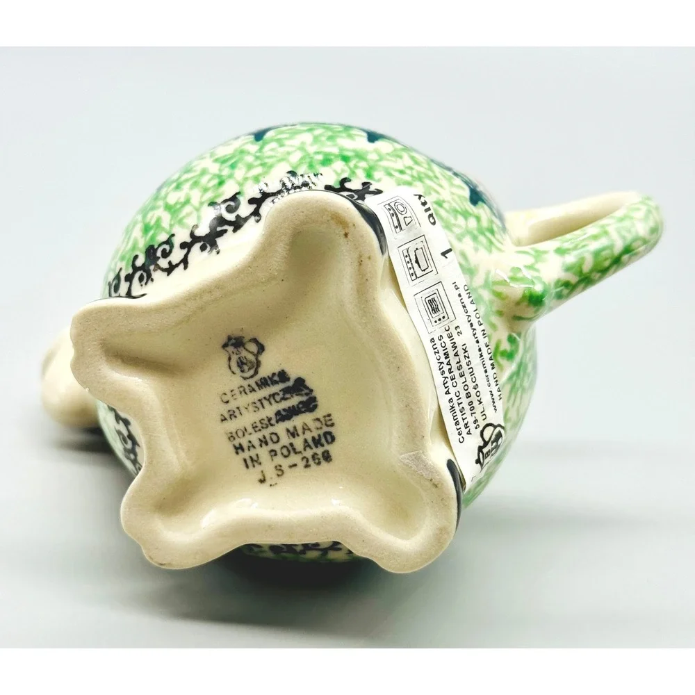 Ceramika Artystyczna Cow Creamer Red Flower Floral Polish Pottery